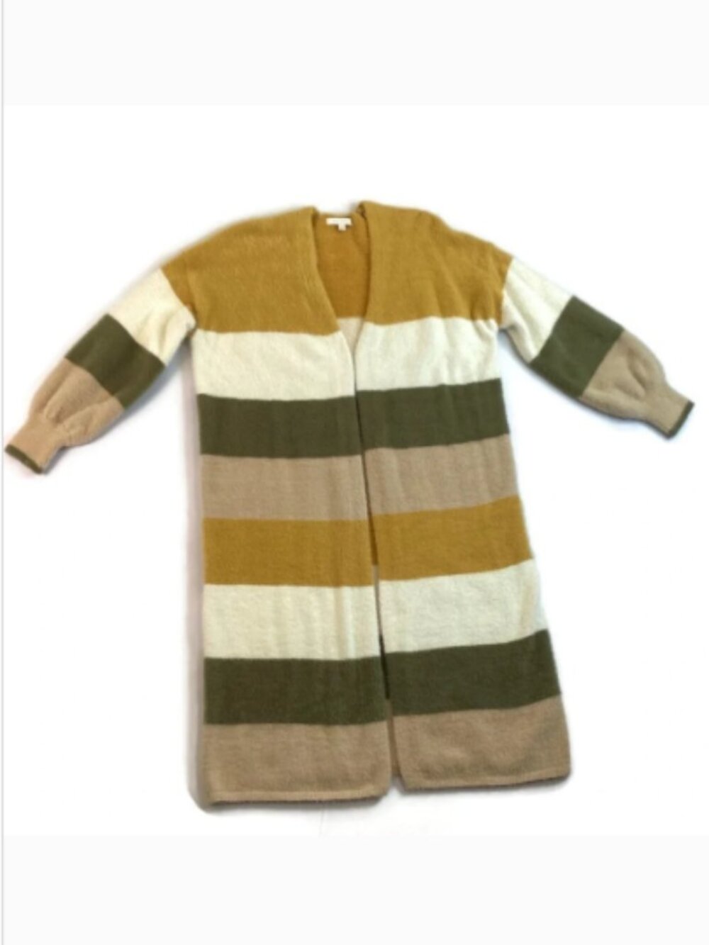 Striped open front long cardigan by skies are blue